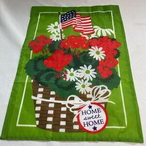 garden flag 12x18 summer‎ 'home Sweet Home' Geraniums Vacation 4th July USA